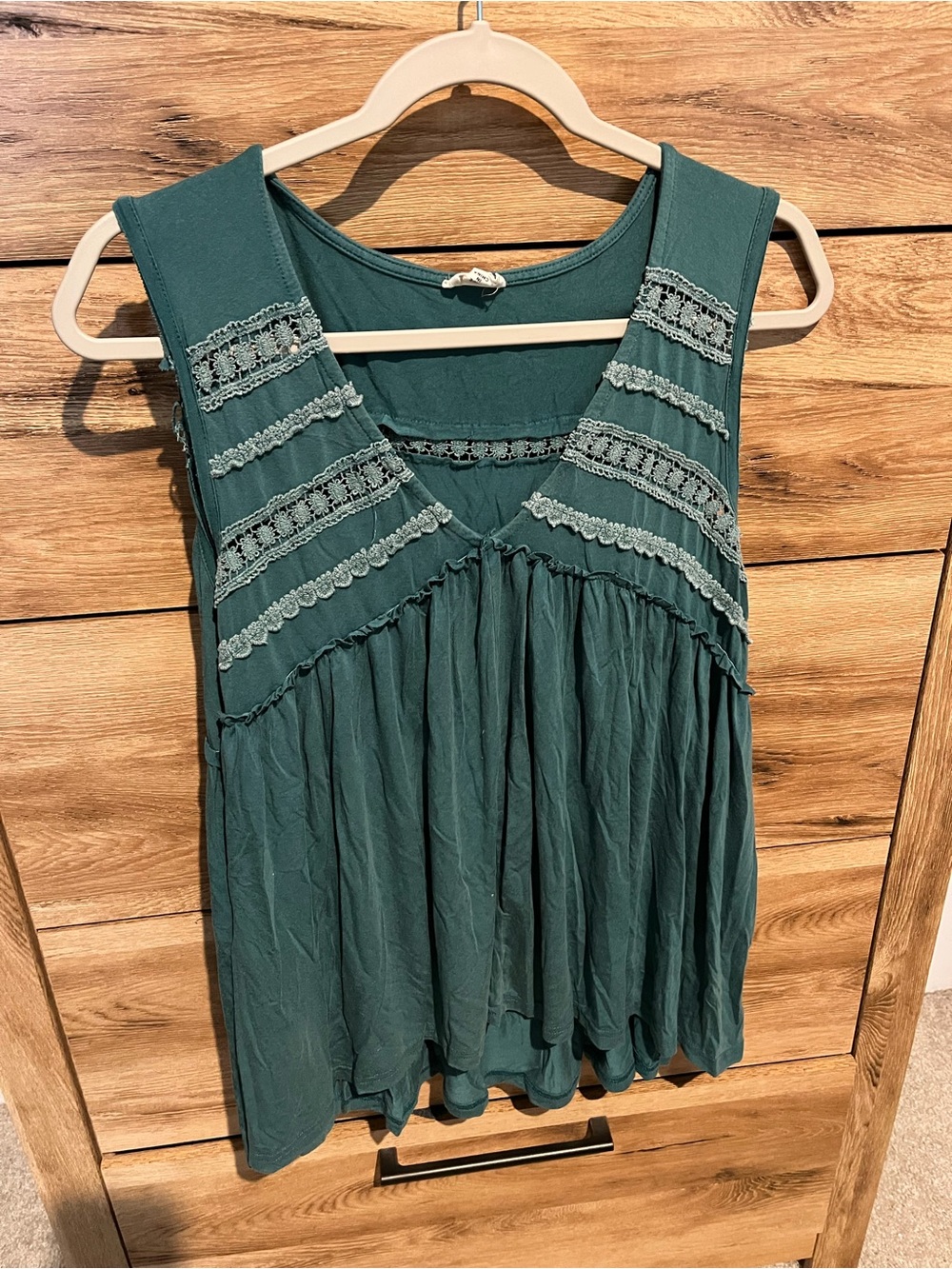 POL Teal Lace-Trim V-Neck Sleeveless Camisole